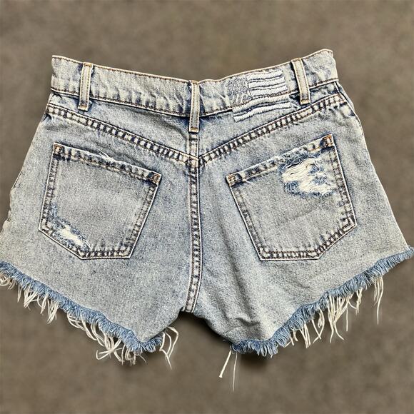 Revice Melrose Jean Shorts 26 Over It Denim Distressed Fold Over Cutoff Frayed - Picture 3 of 7
